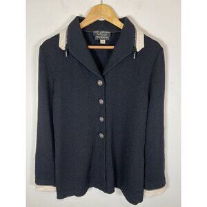 ST JOHN Evening Marie Gray Black 4-Btn Jacket Blazer sz US 10